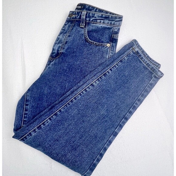 PRETTYLITTLETHING Denim - Pretty Little Thing 8/4Mom Jeans Womens High Rise Loose Straight Dark Wash Denim